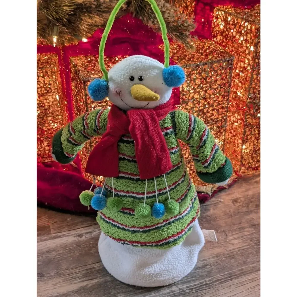 Vintage Snowman Holiday Christmas Decor Plush Figurine Free Standing 15